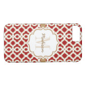 Monogrammed Red en Gold Quatrefoil Case-Mate iPhone Case (Achterkant (Horizontaal))