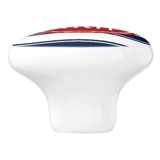 Monogrammed Red en Navy Anchor Keramische Knop (Zijkant)