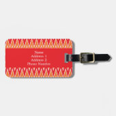 Monogrammed Red en Oranje Chevorn Pattern Bagagelabel (Voorkant horizontaal)