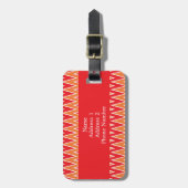 Monogrammed Red en Oranje Chevorn Pattern Bagagelabel (Voorkant verticaal)