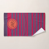 Monogrammed Red Grey Stripes Badkamer Handdoek Set (Handdoek)