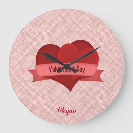 Monogrammed Red Hearts Grote Klok (Voorkant)