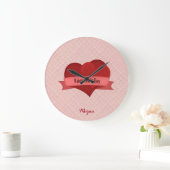 Monogrammed Red Hearts Grote Klok (Huis)