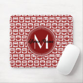 Monogrammed Red Owls, Persoonlijke Naam Muismat (Met muis)