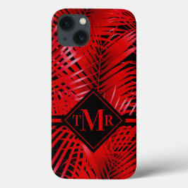 Monogrammed Red Palm Case-Mate iPhone Case