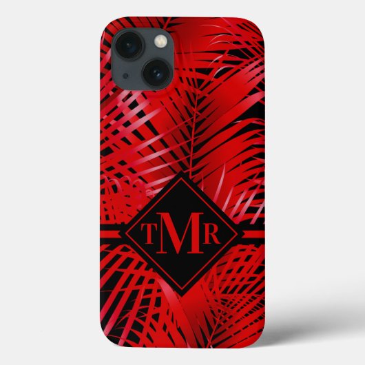 Monogrammed Red Palm Case-Mate iPhone Case (Achterkant)