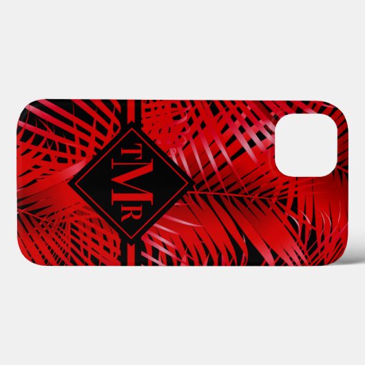 Monogrammed Red Palm Case-Mate iPhone Case (Achterkant (horizontaal))