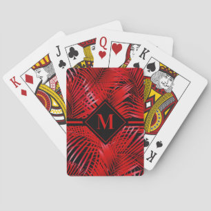 Monogrammed Red Palm Pokerkaarten