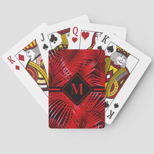 Monogrammed Red Palm Pokerkaarten (Achterkant)