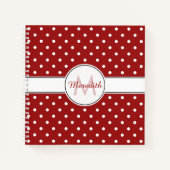 Monogrammed Red Polka Dots Pattern Notitieboek (Voorkant)