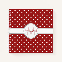 Monogrammed Red Polka Dots Pattern Notitieboek