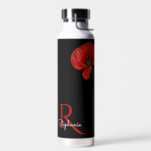 Monogrammed Red Poppy on Black Waterfles (Links)