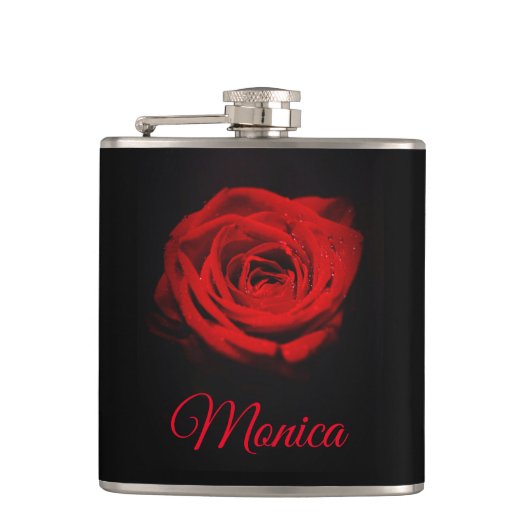 Monogrammed Red Rose Heupfles (Voorkant)