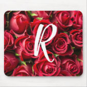 Monogrammed Red Roses Mousepad Muismat (Voorkant)