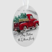 Monogrammed Red truck Kerstmis Acrylversiering Ornament (voorkant)