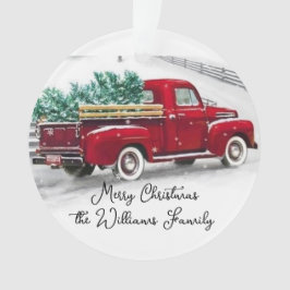 Monogrammed Red truck Kerstmis Acrylversiering Ornament