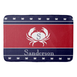 Monogrammed Red White Black Crab Kitchen Rug Badmat