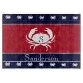 Monogrammed Red White Black Crab Kitchen Rug Snijplank (Voorkant)