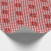 Monogrammed Red White Buffalo Check Pattern Cadeaupapier (Hoek)