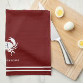 Monogrammed Red White Crab Nautical Kitchen Towel Theedoek (Quarter Fold)