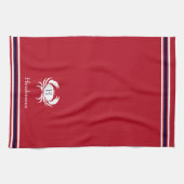 Monogrammed Red White Crab Nautical Kitchen Towel Theedoek (Horizontaal)