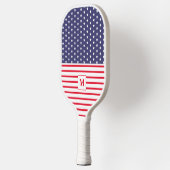 Monogrammed Red White en Blue American Flag Pickleball Paddle (Links)