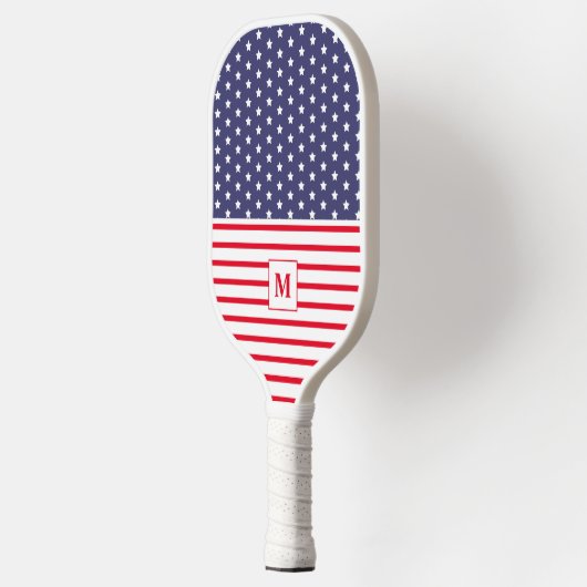 Monogrammed Red White en Blue American Flag Pickleball Paddle (Links)