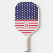 Monogrammed Red White en Blue American Flag Pickleball Paddle (Voorkant)