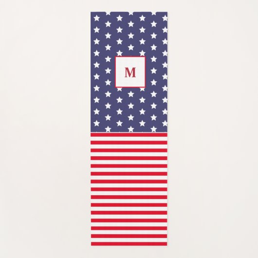 Monogrammed Red White en Blue American Flag Yogamat (Voorkant)