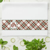 Monogrammed Red, White & Green Holiday Pset Theedoek (Gevouwen)