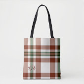 Monogrammed Red, White & Green Holiday Pset Tote Bag (Voorkant)
