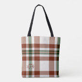 Monogrammed Red, White & Green Holiday Pset Tote Bag (Achterkant)
