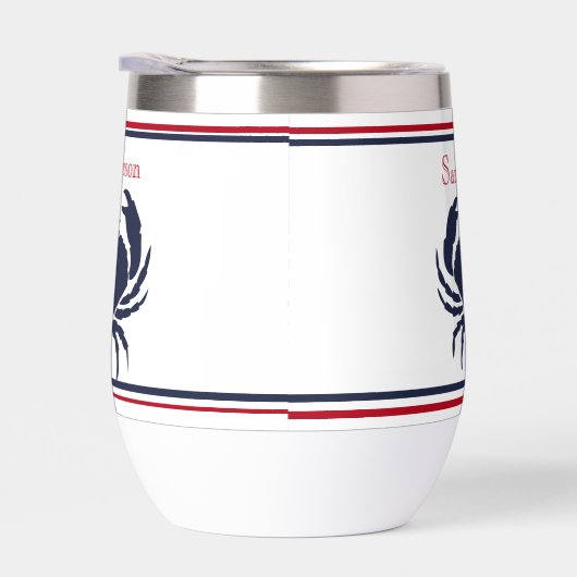 Monogrammed Red White Navy Blue Crab Nautical (Rechts)