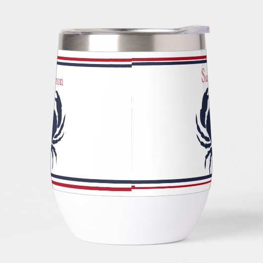 Monogrammed Red White Navy Blue Crab Nautical (Links)