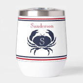 Monogrammed Red White Navy Blue Crab Nautical (Voorkant)