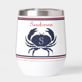 Monogrammed Red White Navy Blue Crab Nautical (Achterkant)