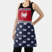 Monogrammed Red White Navy Blue Crab Nautical Apro Schort (Insitu)