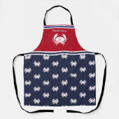 Monogrammed Red White Navy Blue Crab Nautical Apro Schort (Voorkant)
