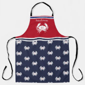 Monogrammed Red White Navy Blue Crab Nautical Apro Schort (Voorkant)