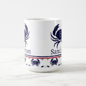 Monogrammed Red White Navy Blue Crab Nautical Koffiemok (Center)