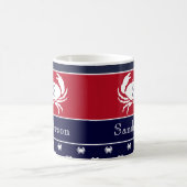 Monogrammed Red White Navy Blue Crab Nautical Koffiemok (Center)