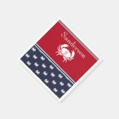 Monogrammed Red White Navy Blue Crab Nautical Nap Servet (Hoek)
