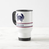 Monogrammed Red White Navy Blue Crab Nautical Reisbeker (Voorkant links)
