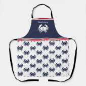 Monogrammed Red White Navy Blue Crab Nautical Schort (Voorkant)