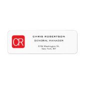 Monogrammed Red White Professional Plain Etiket (Voorkant)