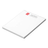 Monogrammed Red White Professional Plain Notitieblok (Linkerzijde)