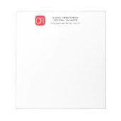 Monogrammed Red White Professional Plain Notitieblok (Voorkant)
