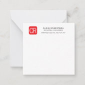 Monogrammed Red White Professional Plain Notitiekaartje (Voorkant)