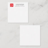 Monogrammed Red White Professional Plain Notitiekaartje (Voorkant / Achterkant)