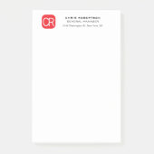 Monogrammed Red White Professional Plain Post-it® Notes (Voorkant)